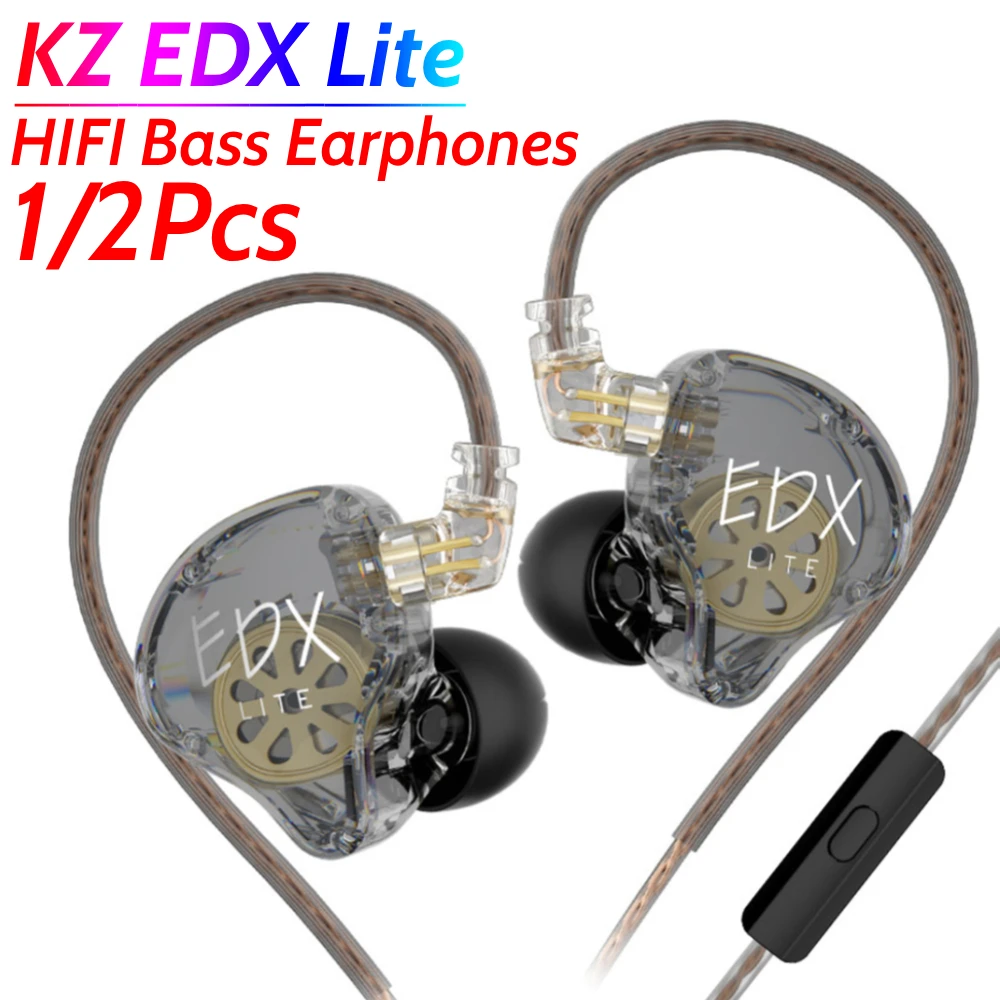 KZ EDX Lite IEM Monitor Headphones Dynamic HIFI Bass Music Earbuds In Ear Wired Earphones Noise Cancelling Sport Gaming Headsets