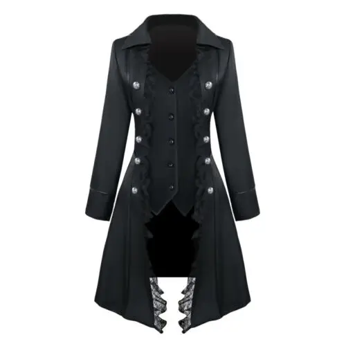 Women Pirate Jacket Medieval Gothic Steampunk Sexy Lace Long Sleeve Costume Coat