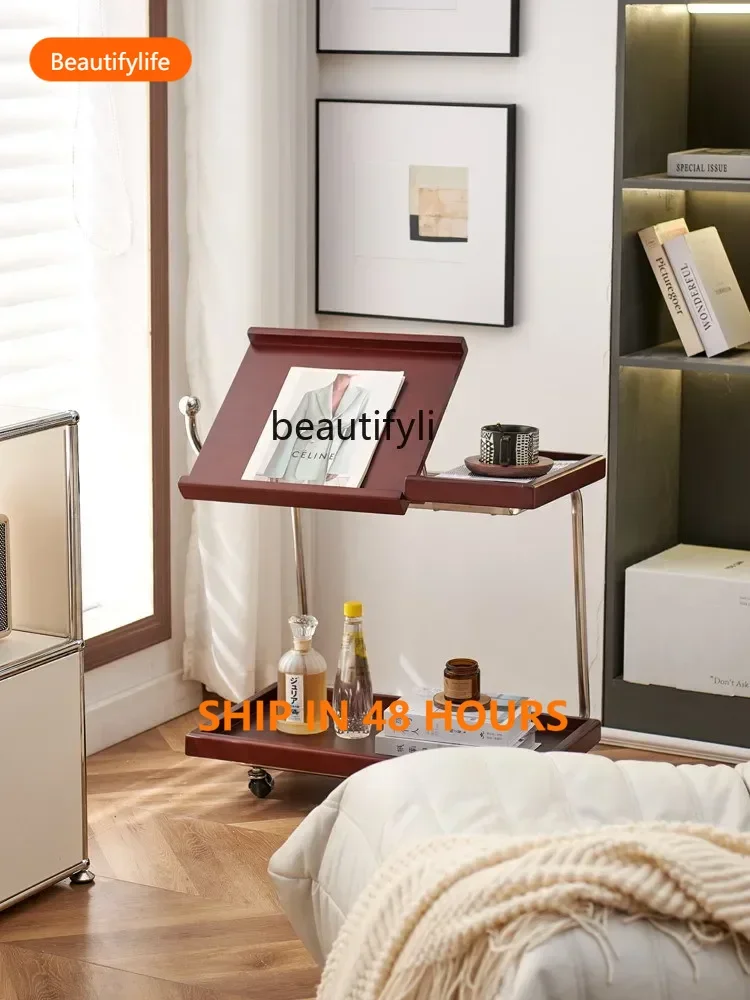 03 ss Nordic side table solid wood mobile coffee table flap office multi-functional living room dining room bedside small co