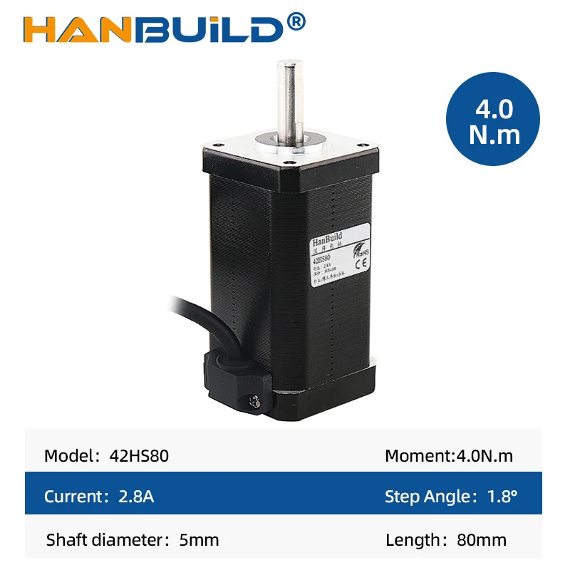 Imagem -04 - Motor Deslizante Nema17 80 mm 2.8a 90n. cm 17hs9401 Fios 18 Graus Híbrido Fresadora Cnc Parte