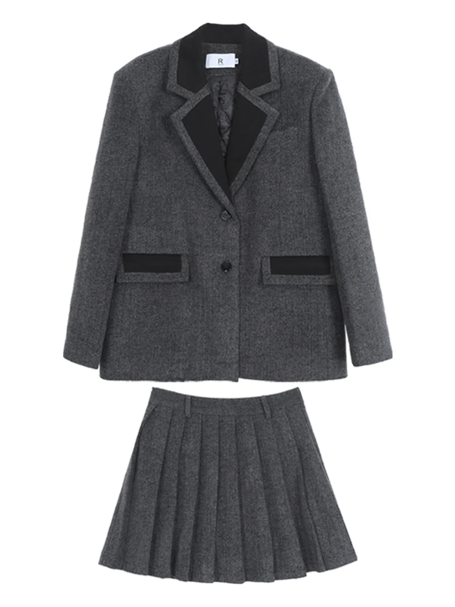 Rode Celebri Studio Wollen Jas Dames Herfst Winter ort Sle Katoen Interlined Pak Jaet College Sle Enkele Knop