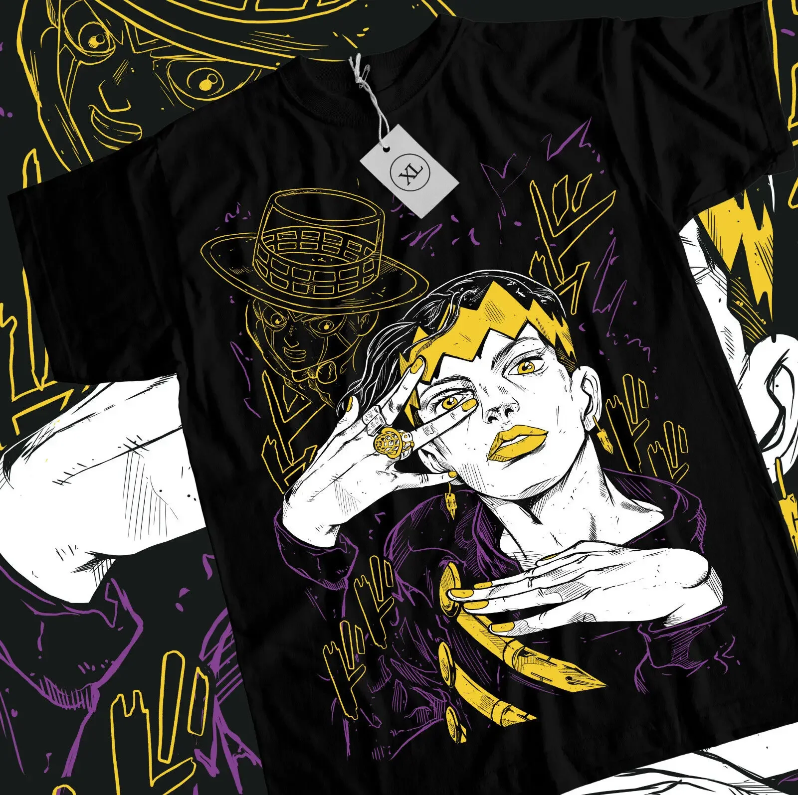 Rohan Kishibe T-Shir Jojo's Bizarre Giorno Giovanna anime Black T-Shirt All Size