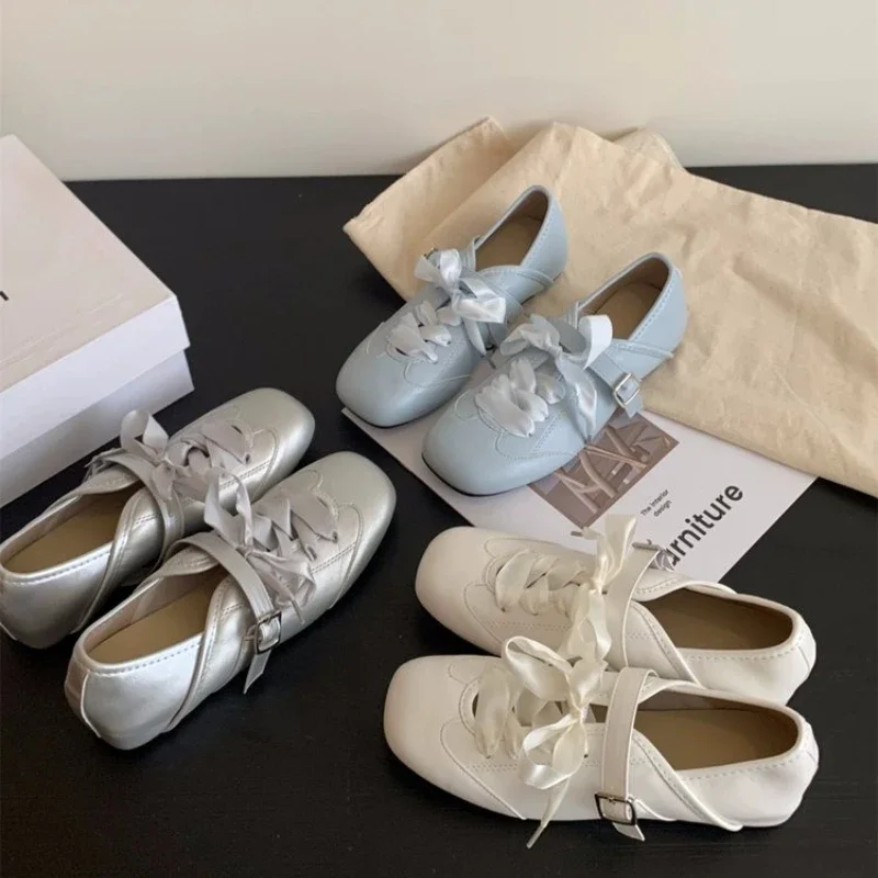 2025 New Summer Ballet Mary Jane Flats Women's Height Increasing Shoes Bow Casual Flats Pointed Toe Loafers / Cute Women's Shoes