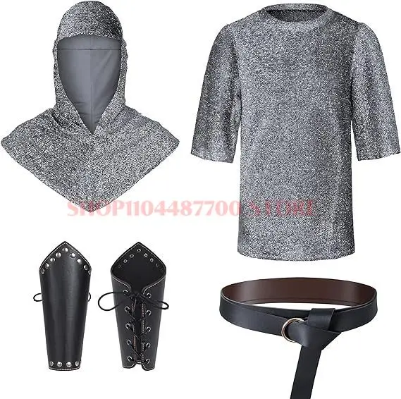 새로운 기사단 기사 체인 영감을받은 셔츠 기사 Coswear 할로윈 코스프레 코스프레 내부 체인 갑옷