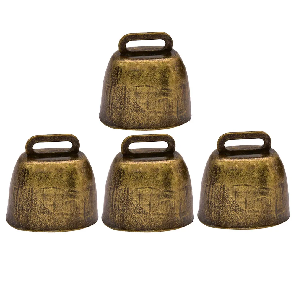 

4Pcs Cow Bell Iron Solid Small Bells for Crafts Noise Maker Horse Call Bell Cattle Bells Cowbells for Sporting Events