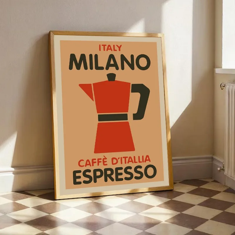 Minimalist Italy-Food Milano Espresso Coffee Lemon Lobster Spagetti Poster Canvas Painting Wall Art Pictures Home Kitchen Decor