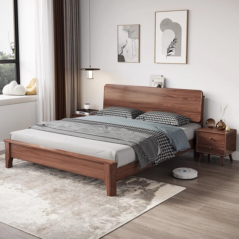 

Simple Wooden Design Bed Modern Headboards Double Bedroom Bed Sleeping Space Saving Storage Floor Camas De Casal Home Furniture