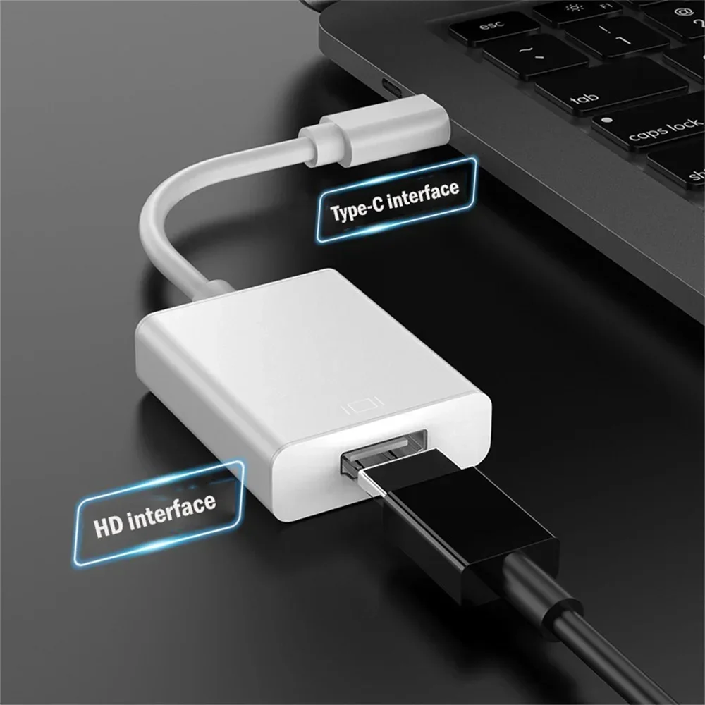 Cables de vídeo compatible con HDMI, convertidor USB C HD 4K USB 3,1, adaptador de Cable HDTV para MacBook Chromebook Samsung Xiaomi