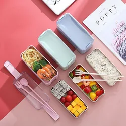 Cucina microonde Lunch Box paglia di grano stoviglie contenitore per alimenti bambini bambini scuola ufficio Bento Box portatile