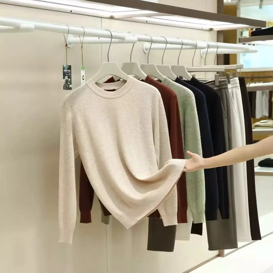 

Мужской трикотаж Camere из смеси шелка, круглый свитер Ne, зимний роскошный легкий свитер из смешанной шерсти и шелка, удобная посадка