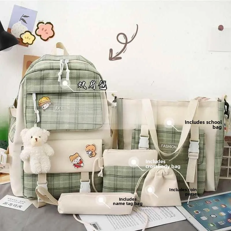 

Рюкзак большой вместимости для девочек, новинка 2026 года, для учащихся средней и старшей школы, двухлямочный, в стиле INS, для первокурсниц