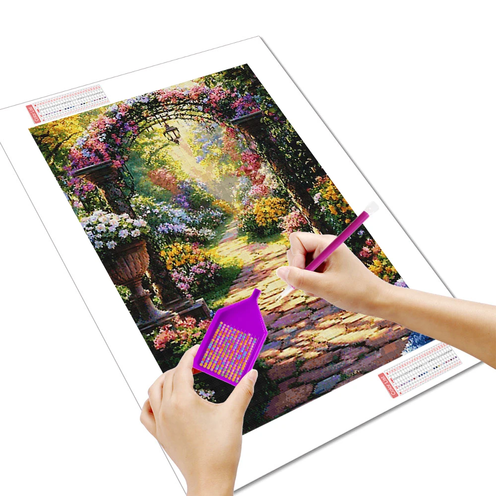 Huacan New Arrivals 2026 Diamond Painting Garden Diamond Mosaic Landscape Flower Complete Kit Wall Decor