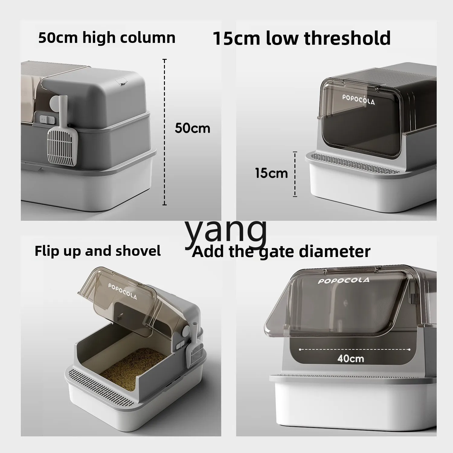 Boîte à litière pour chat en acier inoxydable TGF, déodorant surdimensionné, toilettes pour chat entièrement fermées et anti-éclaboussures