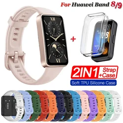 Correas de silicona para Huawei Band 9 8, Correa con funda de TPU, Correa de repuesto para Huawei Band8 9, Correa, pulsera, parachoques, nfc