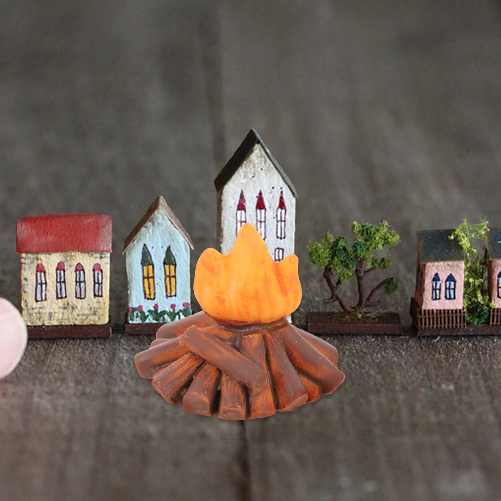 

2 Pcs Bonfire Small Ornaments Miniature Camp Pit Toys Campfire Dollhouse Camping Pretend