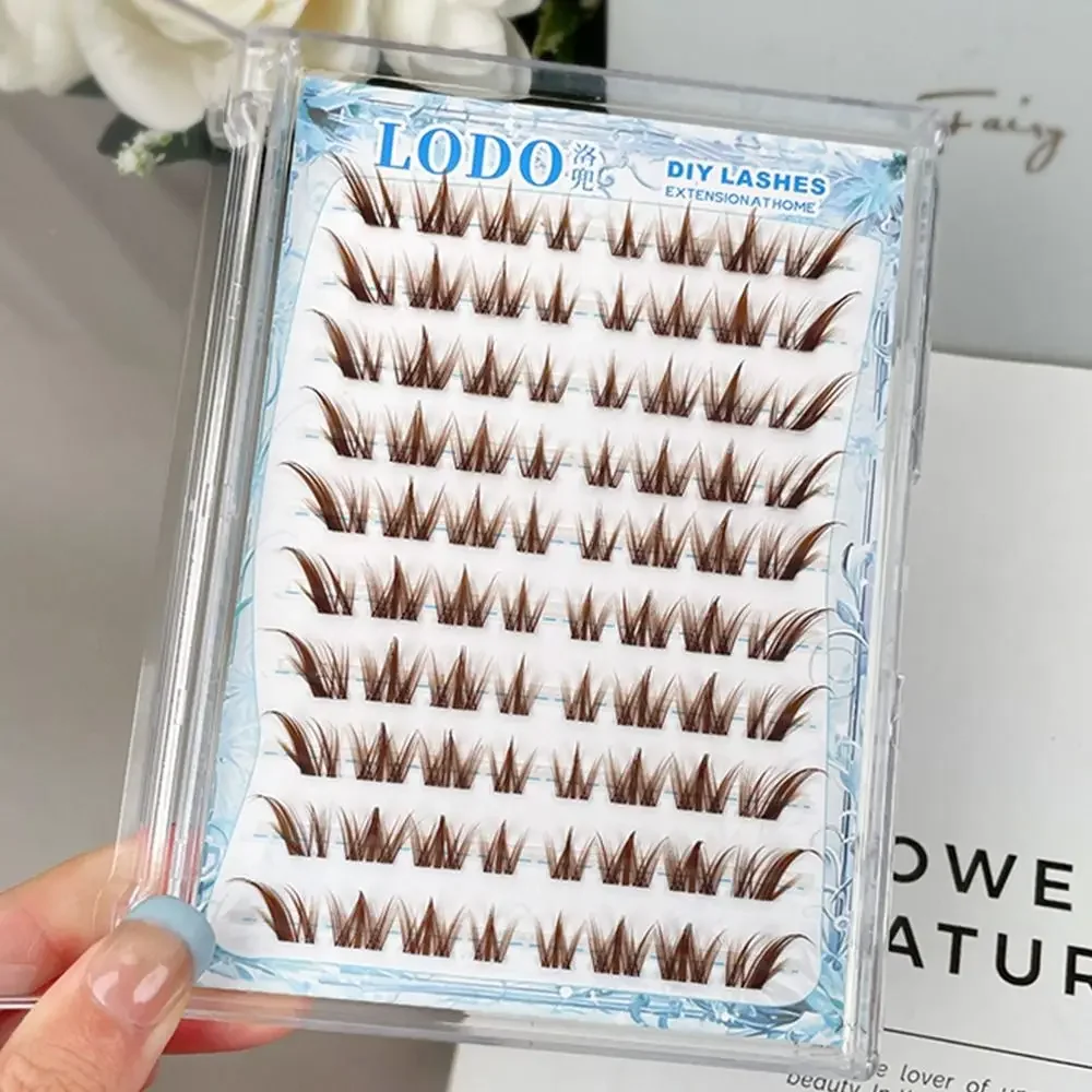 80 Uds pestañas postizas sin pegamento autoadhesivas estilo zorro y perro pestañas Manga marrón caramelo extensión de pestañas DIY para mujeres