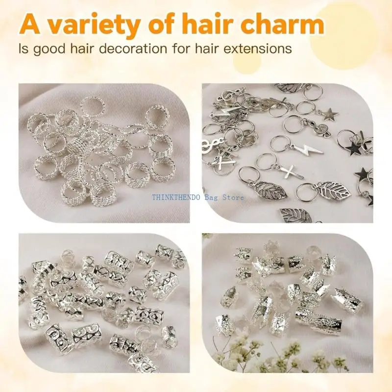 

340D 275pcs Metal Braiding Jewelry Kits Adjustable Hair Clip Cuffs Spirals Hair Rings