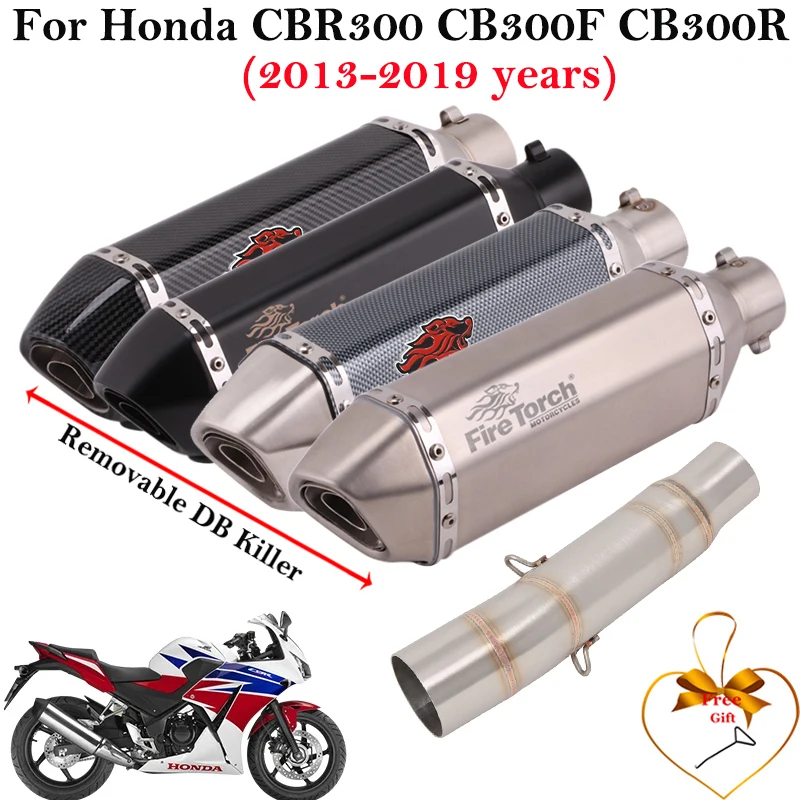 

Слипоны для Honda CBR300 CB300F CB300R 2013 - 2019 Модифицированная средняя звеньевая выхлопная труба для мотоцикла 51 мм Глушитель дБ убийца