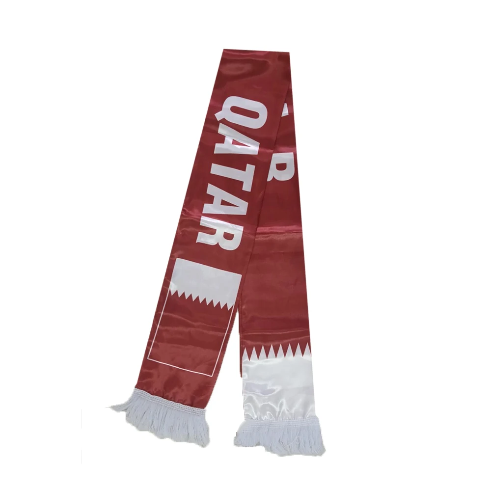 Country Double Side Printing Satin Football Soccer Fans National flag Qatar Scarf