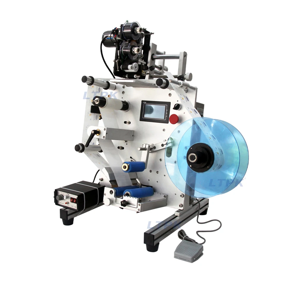 Semi Automatic Labeler Round Plastic Water Wine Beer Cans Tube Vial  Glass Bottle Labeling