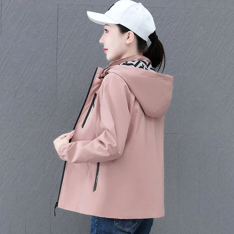 Women's Loose Long Sleeve Hooded Trenchcoat Jacket Casual Fashion Spring Autumn Outwear Charge Clothes Clip Spring Autumn New Fa