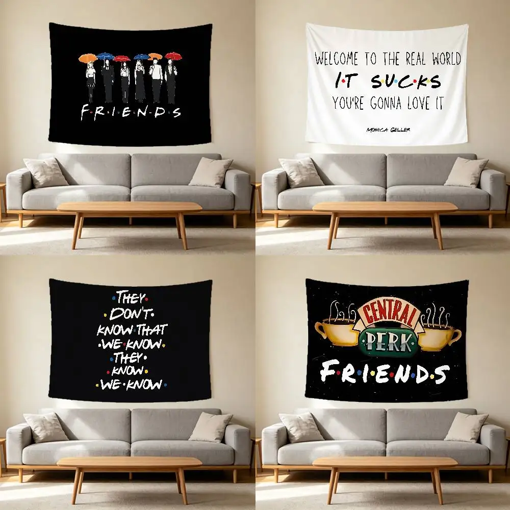 Classic Friends TV Show Funny Quotes Wall Hanging Tapestry Wall Hanging Psychedelic Hippie Tapestry Bedroom Decoration