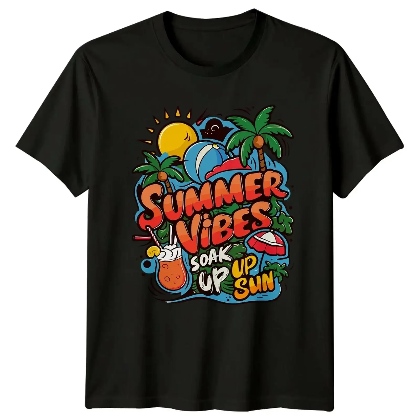 Summer Vibes Soak Up Sun T Shirt Strand Tropical Sommer Party Geschenk vintage Washed graphic designer clothes Comfortable