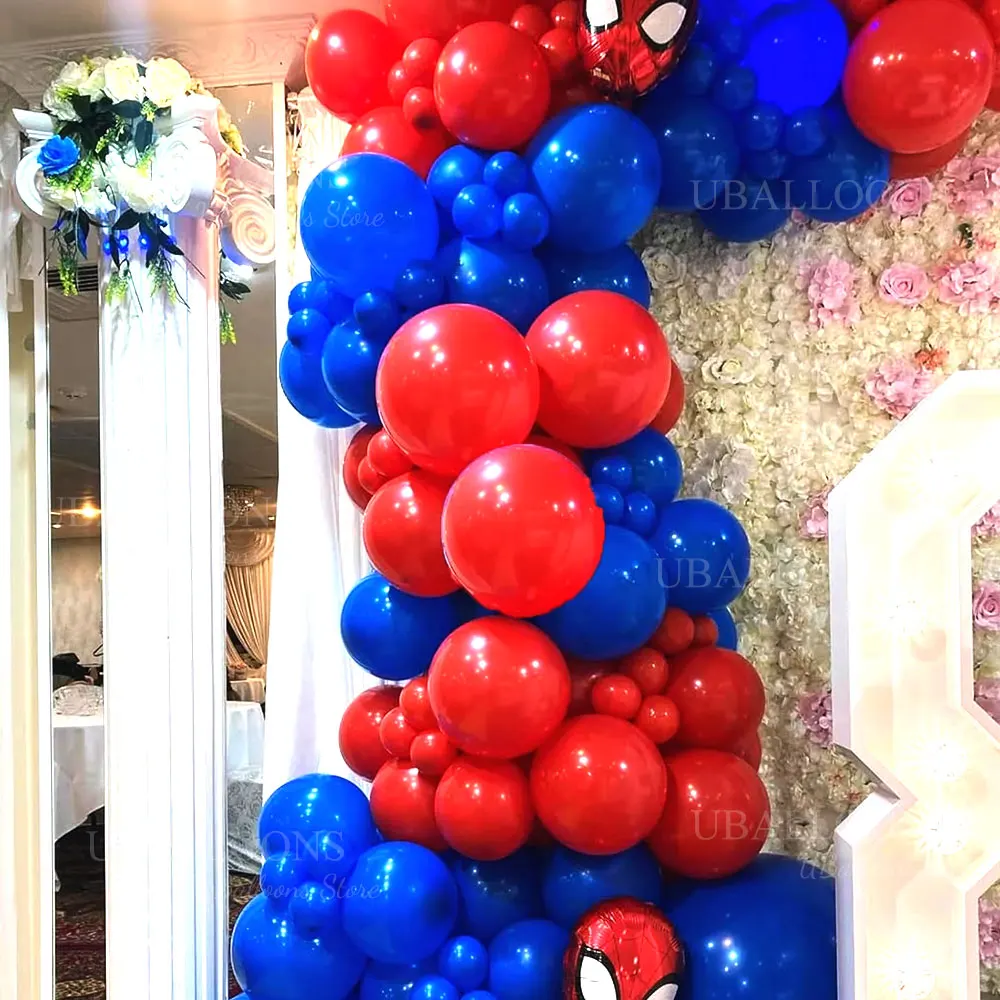 25/129 Stück rot blau quadratische Folienballons Wand rot Königsblau Luftballons Girlande für Geburtstag Abschluss Unabhängigkeit Hintergrund Dekor – Detail 5