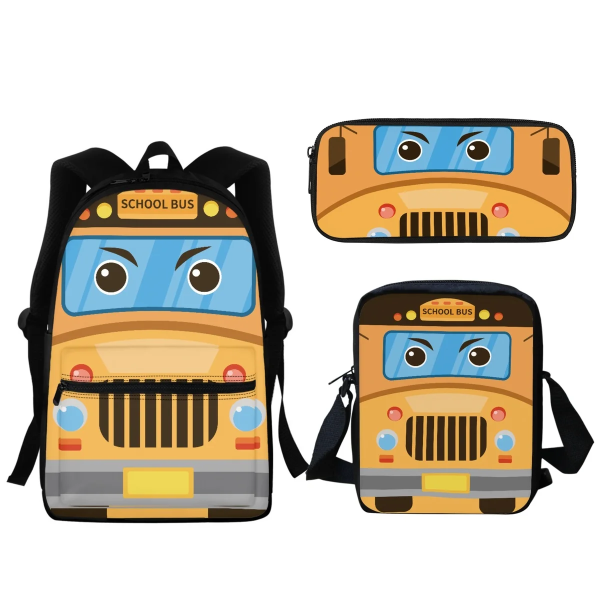 

Cartoon School Bus Pattern Zipper Pocket Backpack Travel Casual Small Satchel Female Student Teenager School Bag Study Supplies