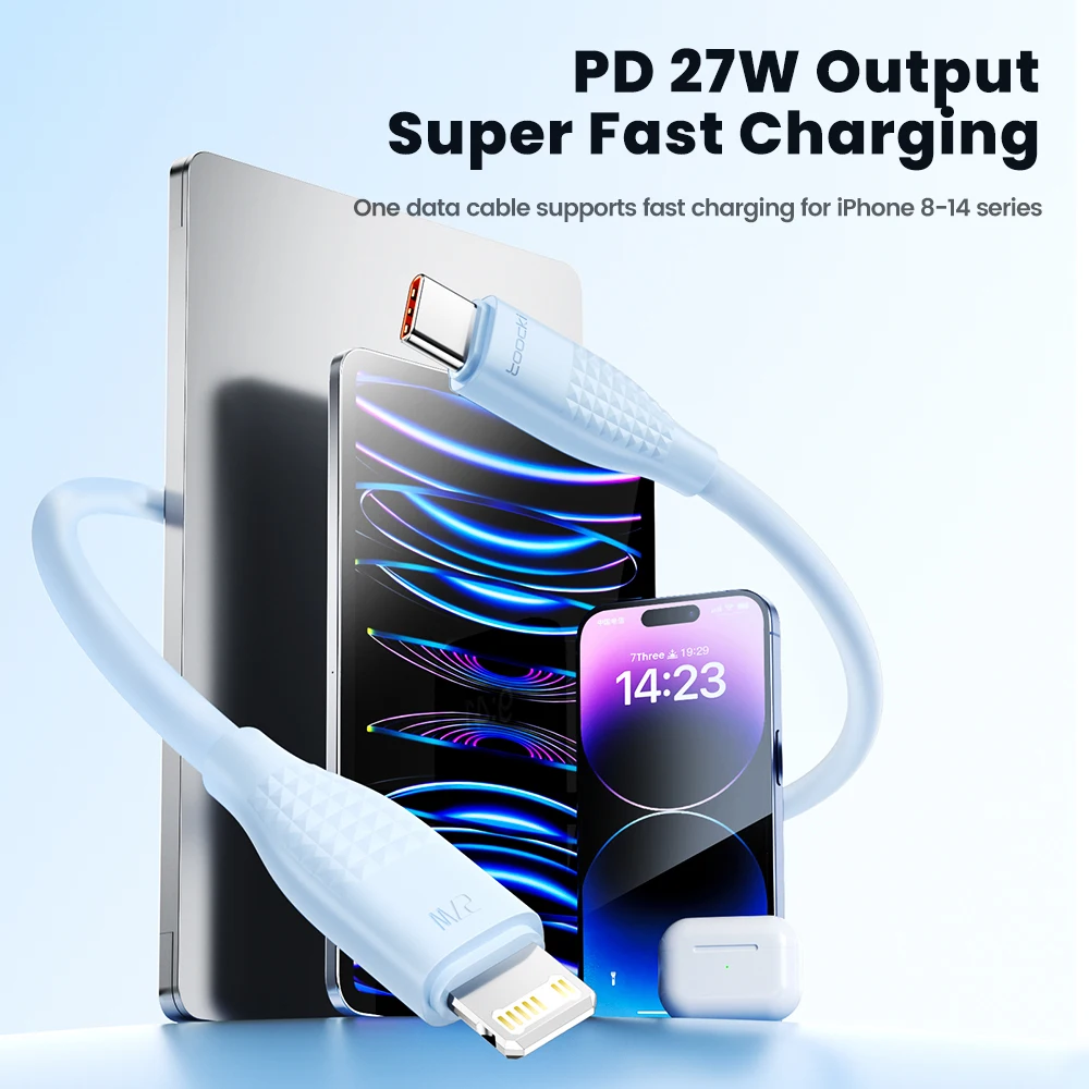 Toocki PD 27W USB C To Lightnin Cable For iPhone 14 13 12 11 Pro XS 8 7 Type C To Lighting Cable Data Wire Fast Charging Cable