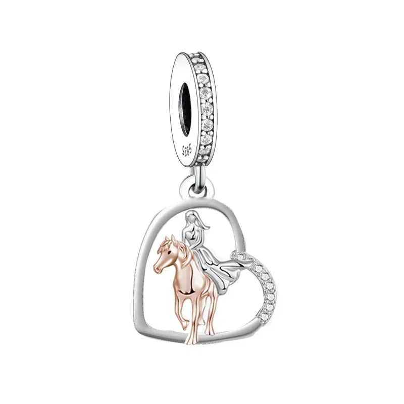 FC Jewelry Fit Original Pan Charm Bracelet 925 Sterling Silver Horse Girl Standing Together Bead For Making Women Berloque DIY - Image 4