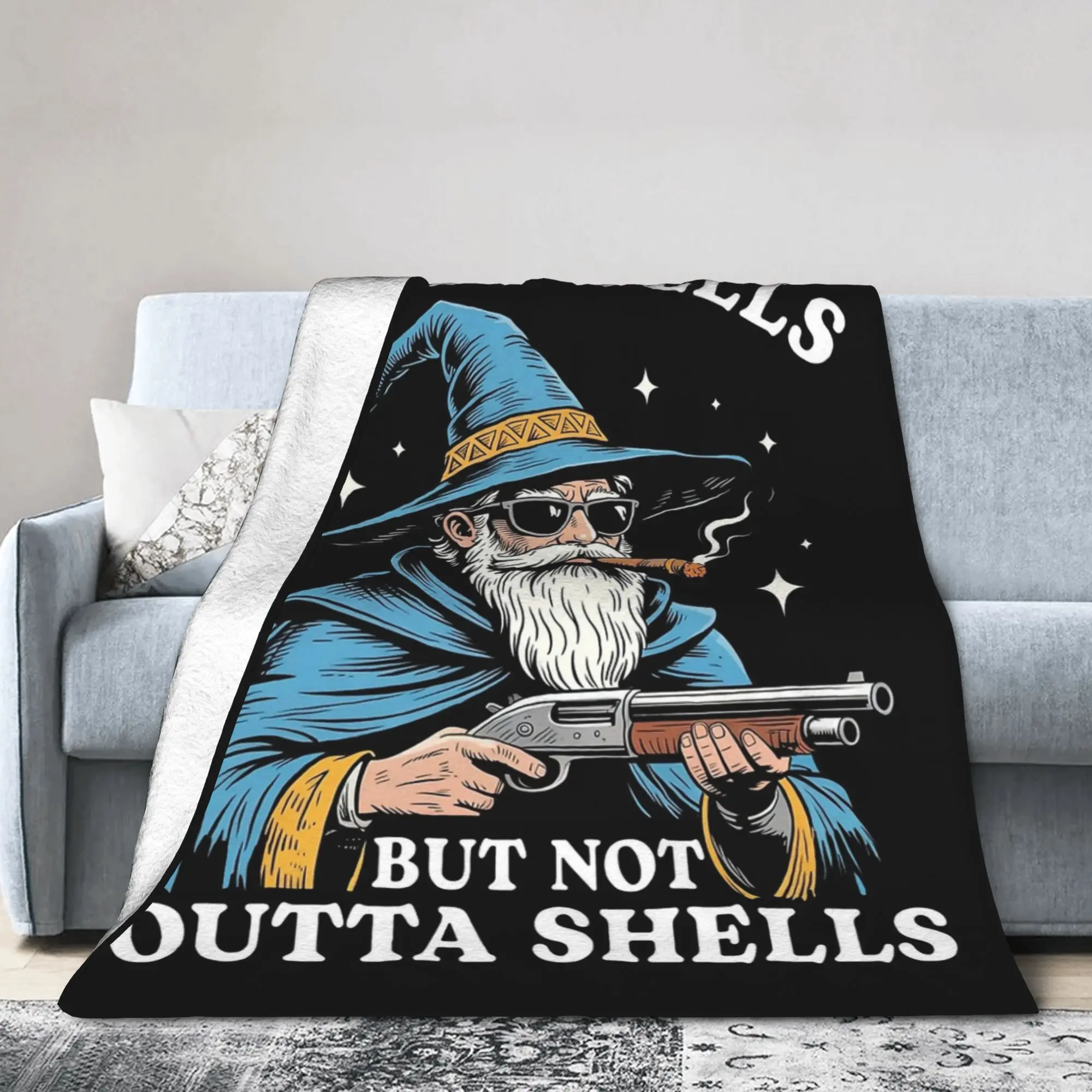 Outta Spells But Not Outta Shells Wizard Meme Blanket Flannel Autumn/Winter Lightweight Throw Blankets for Home Outdoor Quilt