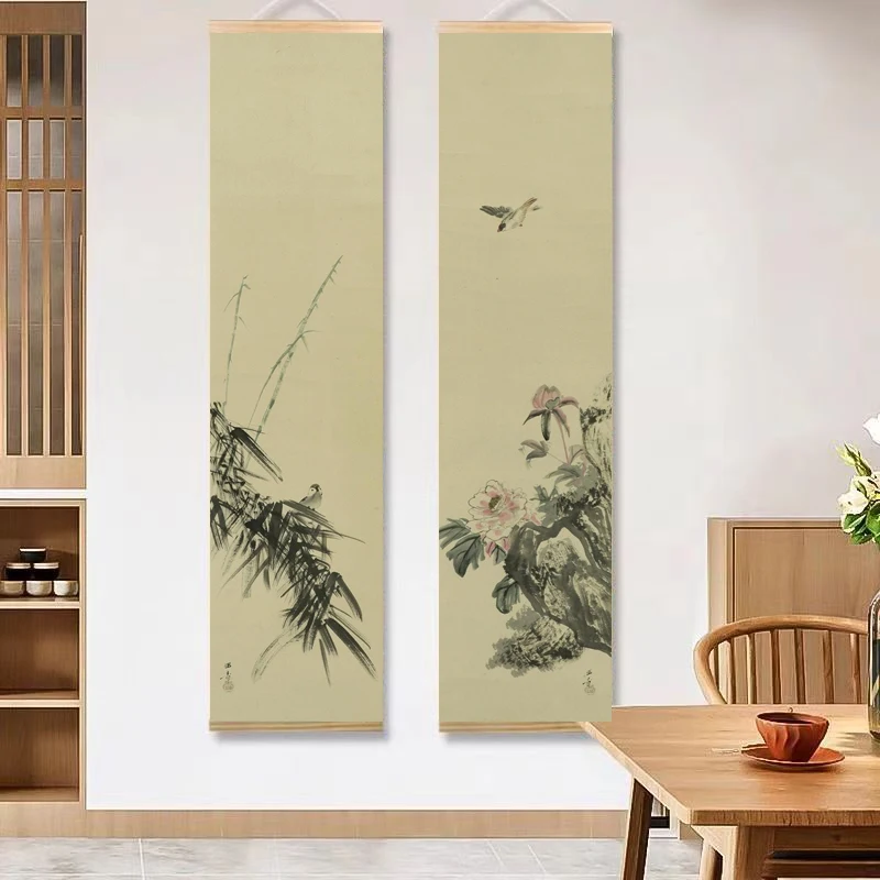 Traditional Japanese flower and bird paintings, retro wall decorations
