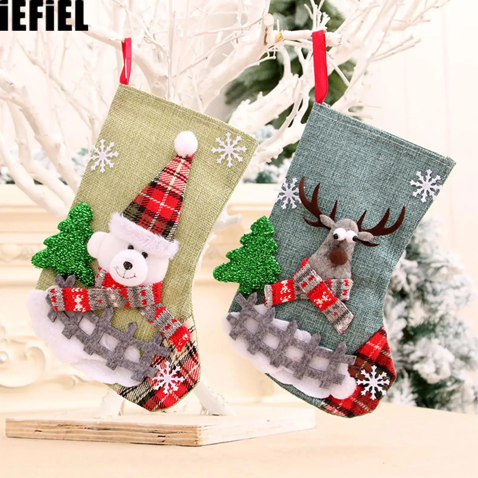 크리스마스 양말 사슴 노움 산타 눈사람 곰 체크무늬 크리스마스 장식 선물 어린이용