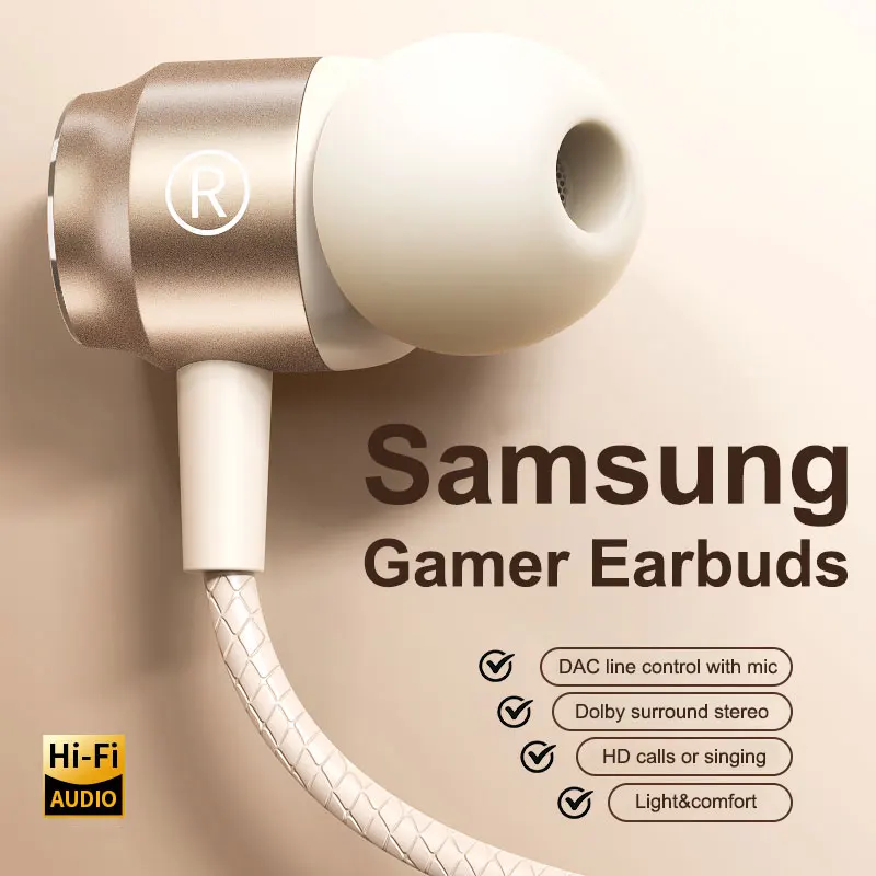 EARDECO For Samsung Headphones HiFi Sound In-ear USB Type C 3.5mm With wire control Wired Earplugs For Galaxy S24 S23 S22 Ultra