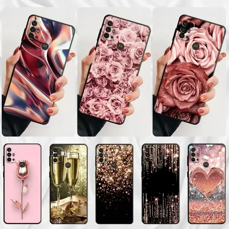 Love Rose Gold Style Phone Case for Motorola Moto G31 G32 G200 G52 G72 G30 G51 G71 5G G22 G50 G82 G8 Power Lite G60 Cover