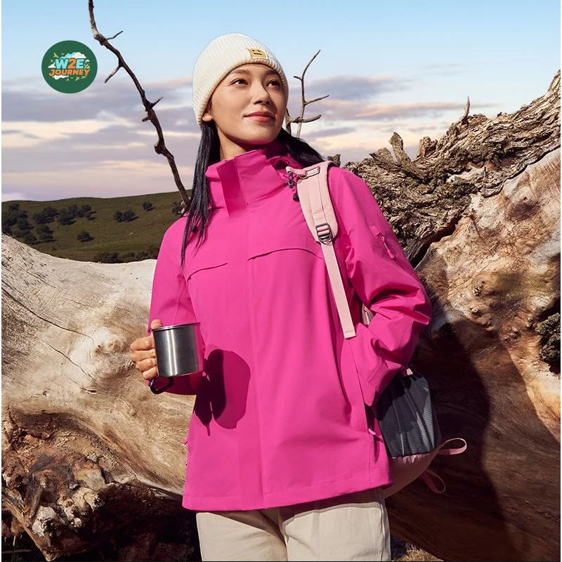 W2EJOURNEY EU US Size Luxury Quality Female Windbreak Jacket 3-In-1 Windproof Waterproof Mountaineering Jacket