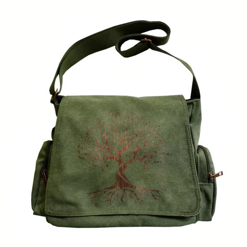 Bolso de hombro Vintage para mujer, bolso para ordenador portátil, bandolera de lona, bolso cruzado con estampado de árbol de gran capacidad