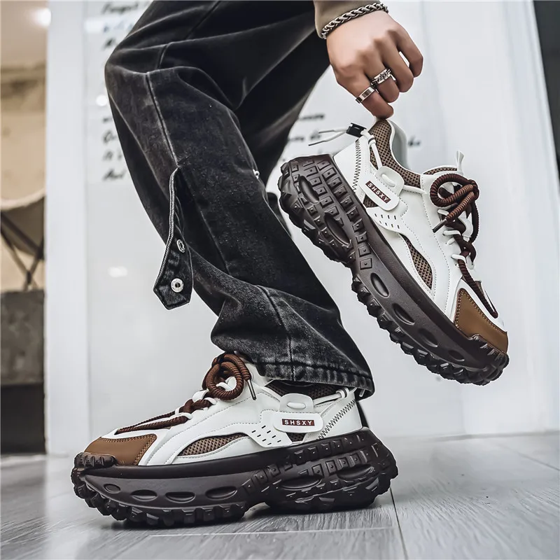 Men Chunky Sneakers Clunky Shoes Male Thick Sole PlatForm Trendy Fashion School Casual Shoes OutDoor Sports For Spring Autumn