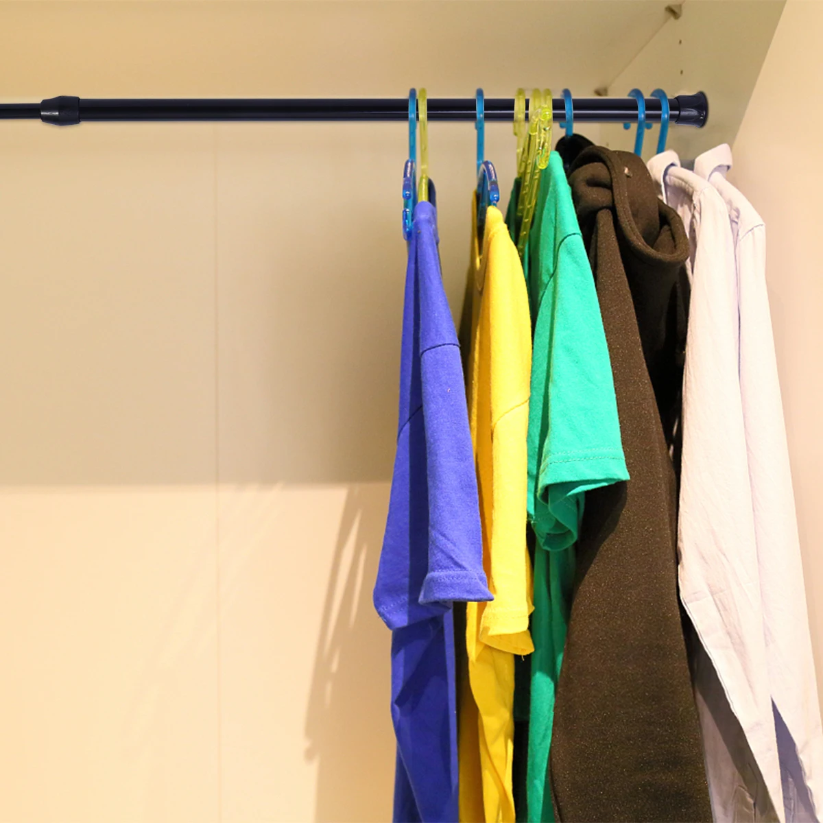 

Telescoping Shower Curtain Rod Extendable Tension Pole Heavy Duty Clothes Drying Rod Spring Adjustable No Drilling Bath Hardware