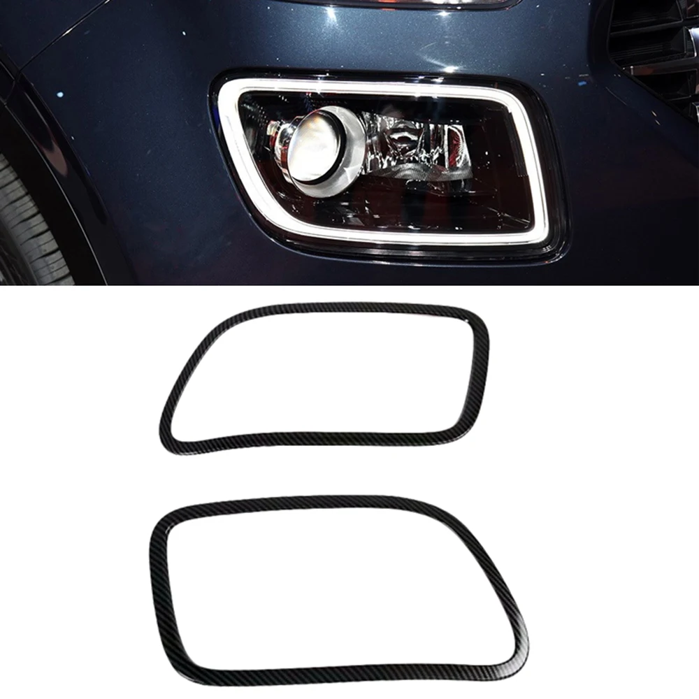 

2pcs Front Headlight Cover Trims For Hyundai Venue 2019-2020 Carbon Fiber look Car Headlight Trim Ring Bezel Replacement