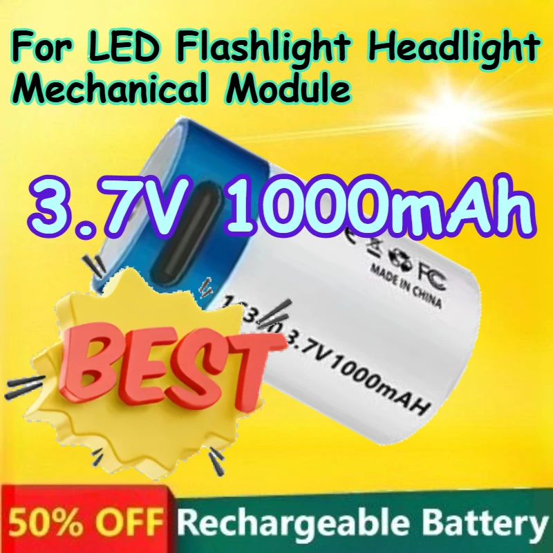 

3.7V 1000mAh Rechargeable Lithium Battery for LED Flashlight Headlight Mechanical Module USB-C Fast Charging Battery
