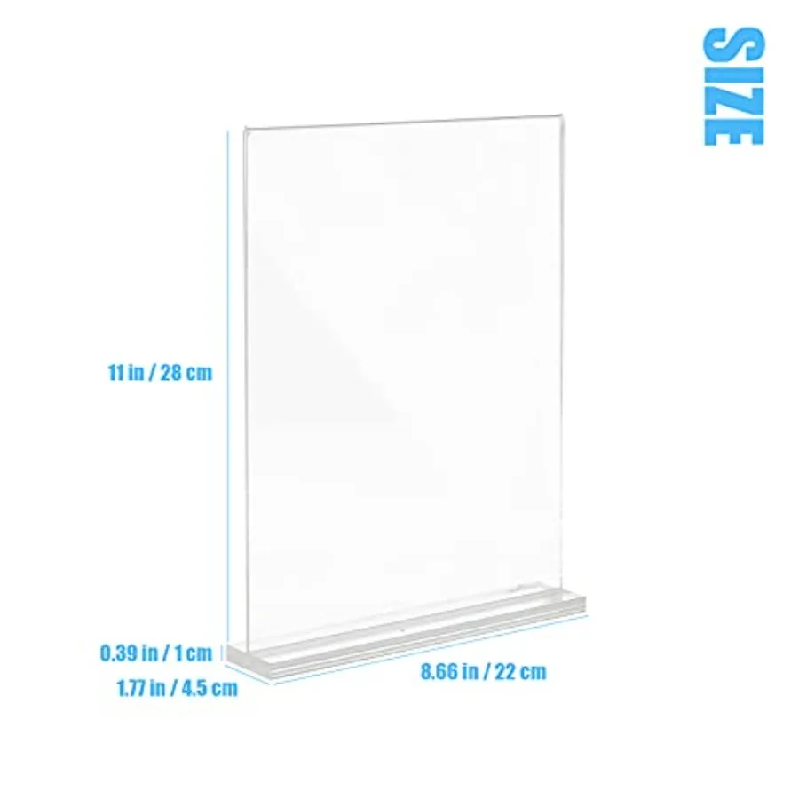 3 Pack Acrylic Sign Holder, 8.5 x 11 Inch Clear Table Menu Display Stand Desktop Display Stand Paper Holder Table Top Sign Hold