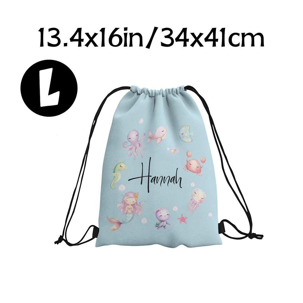 1Pc Custom Text/Name Personalized Drawstring Bag Featuring a Mermaid Design -Lightweight Travel Sports Bags Gym Sack Storage Bag