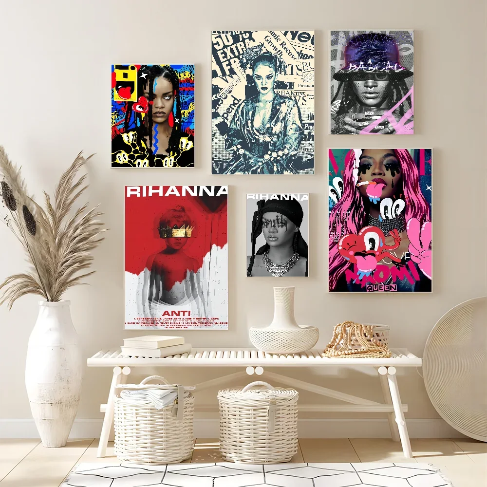 Singer R-RIHANNA Classic Anime Poster Waterproof Paper Sticker Coffee House Bar Room Wall Decor