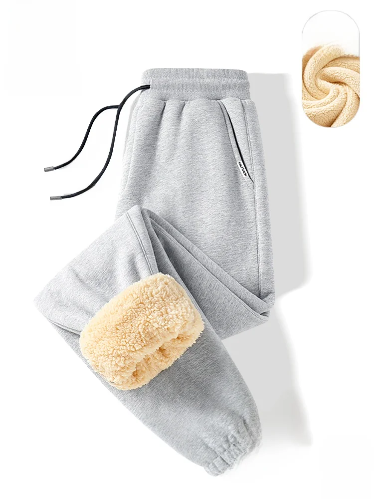 

Мужские утепленные повседневные хлопковые спортивные брюки для зимы с эластичным поясом на шнурке