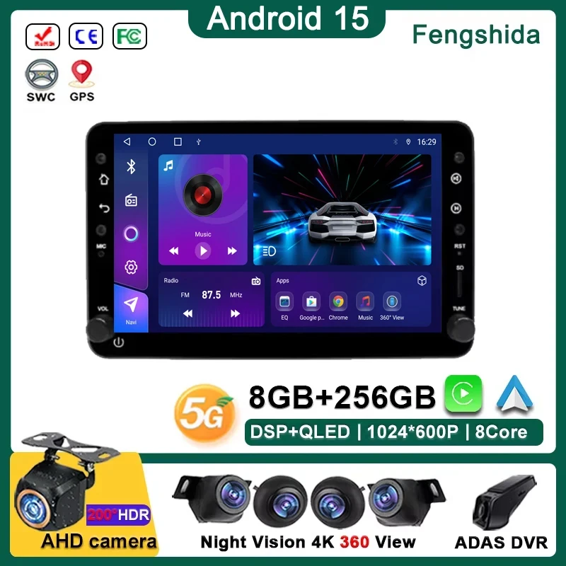 

Android 15 Car Radio Stereo For Alfa Romeo Spider/159/Brera 159 Sportwagon Multimedia Player GPS 1DIN Headunit Carplay+Auto RDS