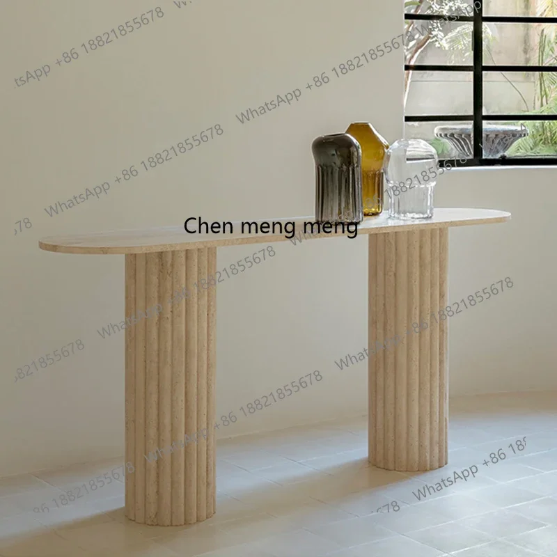 

X Entrance, retro homestay long table end view table, creative stone storage table