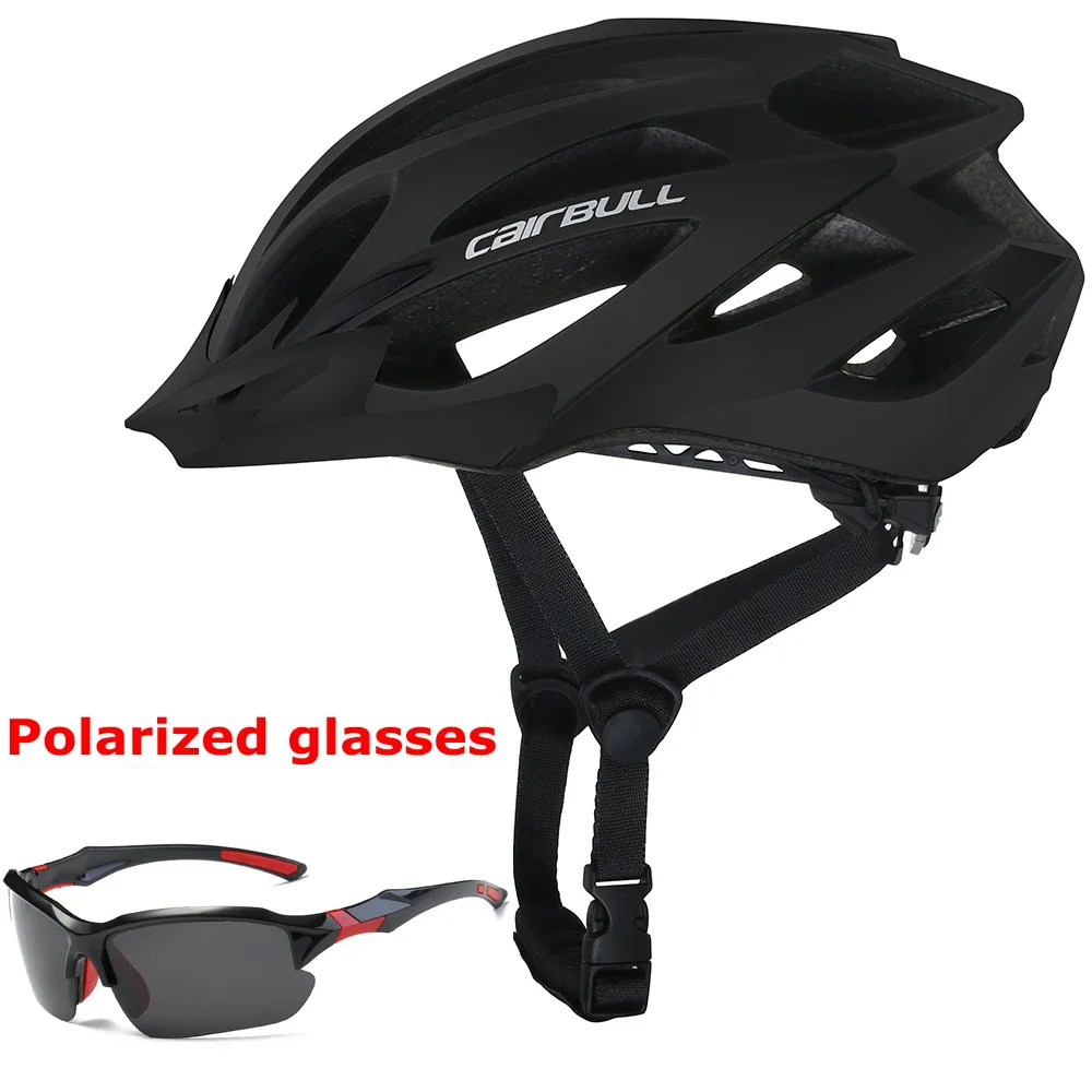 Integrally-molded Cycling Safety Helmet with Sunglasses Adjustable Bicycle Helmets Women Men Mountain Road Bike Riding Helmet