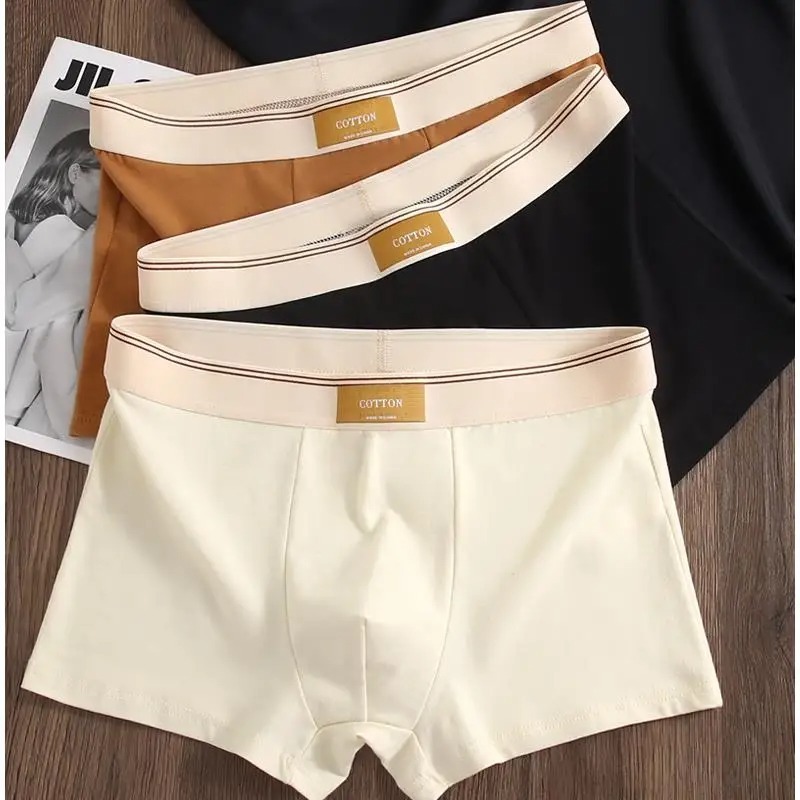  3Pcs Men's Underwear Hombre Panties Boxershorts Comfortable Breathable Cotton Underwear Sexy Underwear Solid Color Boxer Shorts 